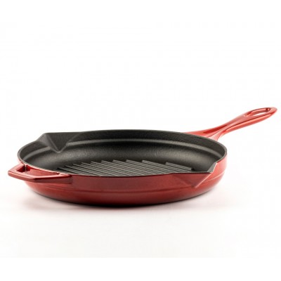 Zománcozott öntöttvas grill serpenyő Hosse, Rubin, Ф28cm - Öntöttvas serpenyő