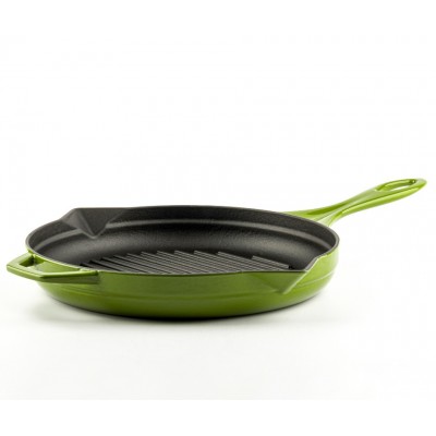 Zománcozott öntöttvas grill serpenyő Hosse, Bamboo, Ф28cm - Öntöttvas serpenyő