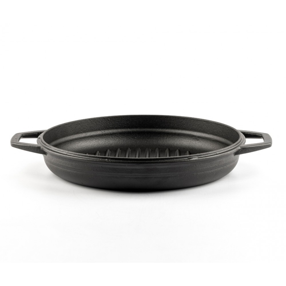 Zománcozott öntöttvas grill serpenyő Hosse, Black Onyx, Ф22cm | Lapos öntöttvas serpenyő | Öntöttvas serpenyő |
