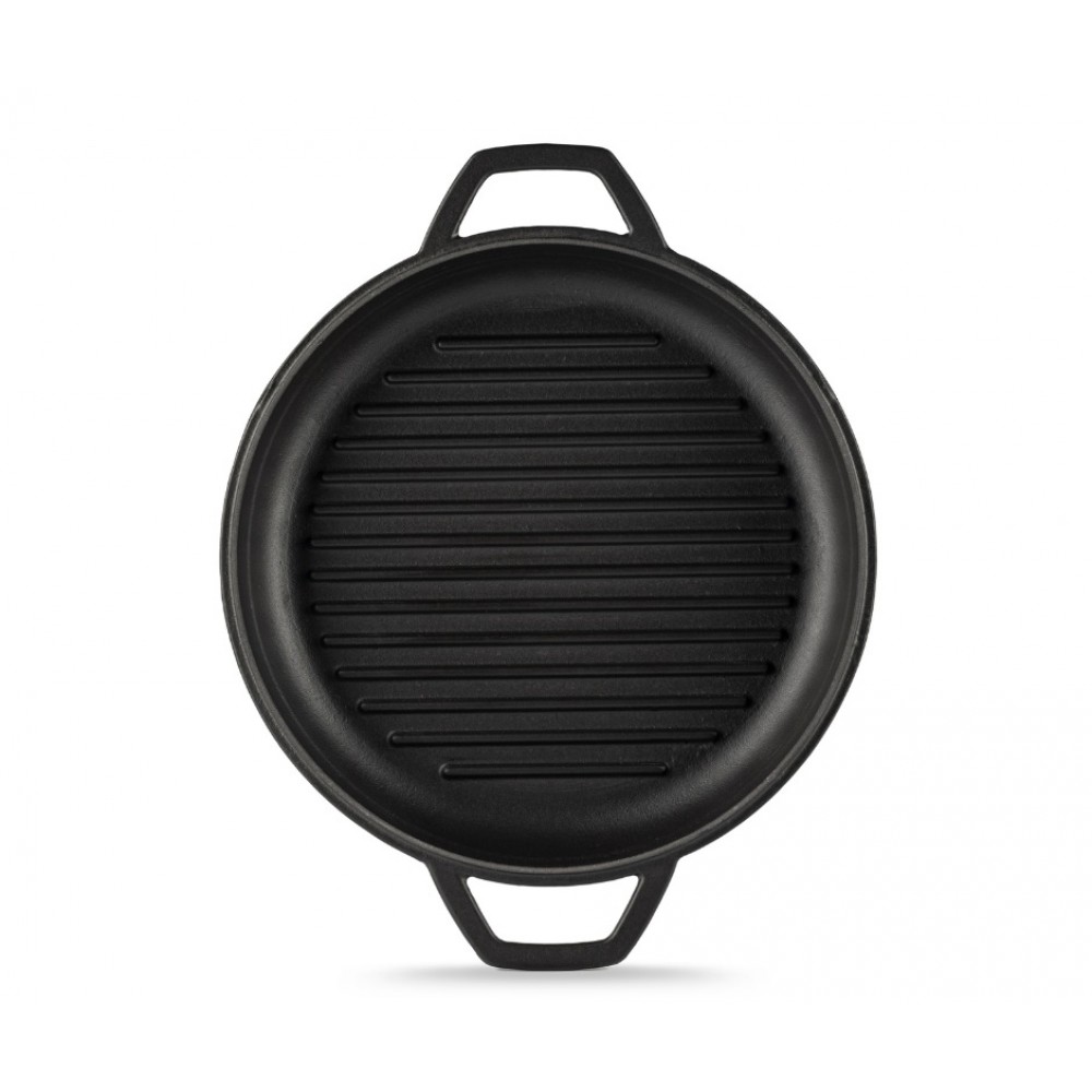 Zománcozott öntöttvas grill serpenyő Hosse, Black Onyx, Ф22cm | Lapos öntöttvas serpenyő | Öntöttvas serpenyő |