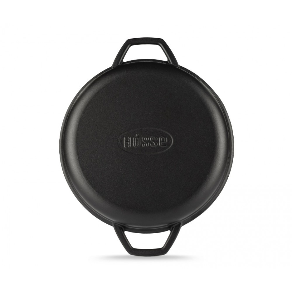 Zománcozott öntöttvas grill serpenyő Hosse, Black Onyx, Ф22cm | Lapos öntöttvas serpenyő | Öntöttvas serpenyő |