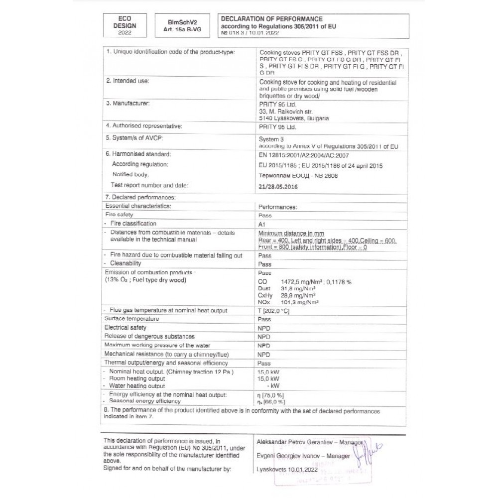 Fatüzelésű tűzhely Prity GT Piros, 15 kW | Fatüzelésű kályha | Kályha |
