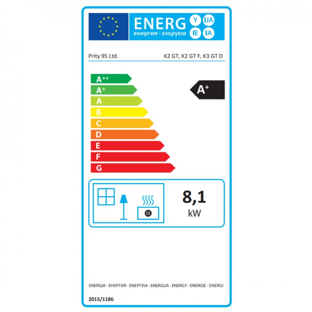Kályha Prity K3 GT D Red, 8.1 kW | Fatüzelésű kályha | Kályha |