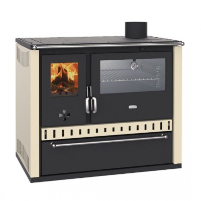 Vízteres fatüzelésű tűzhely Prity GT W10 Elefántcsont, rozsdamentes sütővel, acél komlóval és fiókkal, 9.6 kW - Vízteres fatüzelésű tűzhelyek