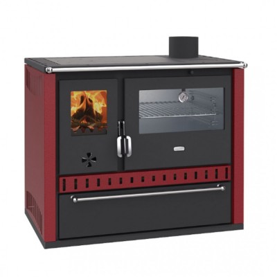 Vízteres fatüzelésű tűzhely Prity GT W10 Piros, rozsdamentes sütővel, acél komlóval és fiókkal, 9.6kW - Termék összehasonlítása