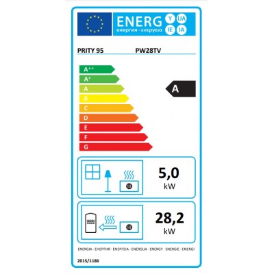 Vízteres kandallóbetét Prity P W28 TV, 28.2kw - Vízteres kandallóbetét
