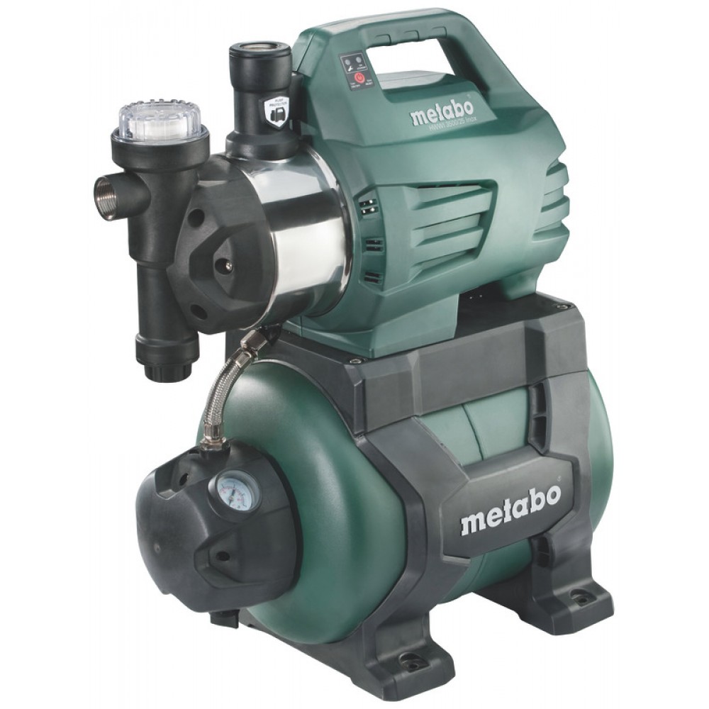 Egyfázisú hidrofor vízszivattyú METABO HWWI 3500/25 INOX, teljesítmény 1100 W, áramlás 3500 l/h, tartályűrtartalom 24 L, emelőmagasság 45 m