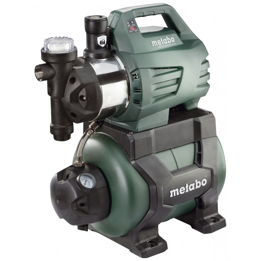 Egyfázisú hidrofor szivattyú METABO HWWI 4500/25 Inox, teljesítmény 1300 W, áramlási sebesség 4500 l/h, 48 m emelőmagasság, 24 L tartálytérfogat