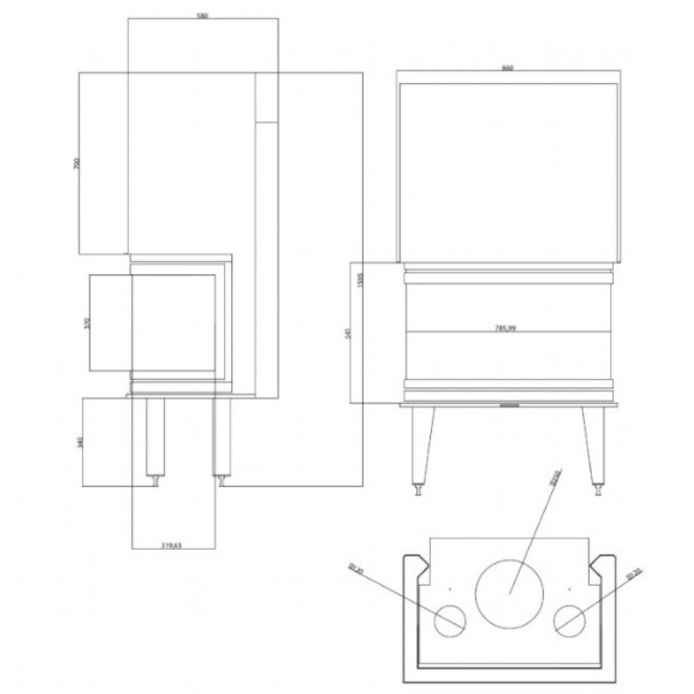 Kandalló Balkan Energy ATS AIR PANORAMA 800, 16.04kW | Modern kandalló | Kandalló |