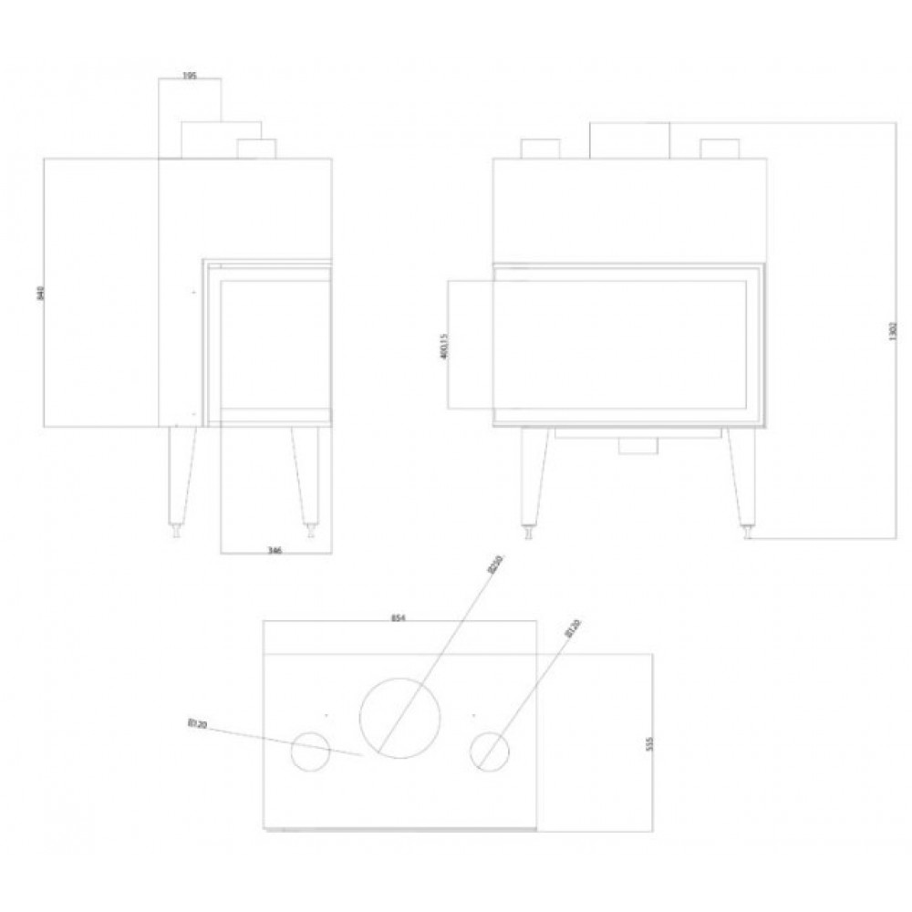 Kandalló Balkan Energy ATS STABLE AIR CORNER 800, légcsatornákkal, jobb, 15.15kW | Modern kandalló | Kandalló |