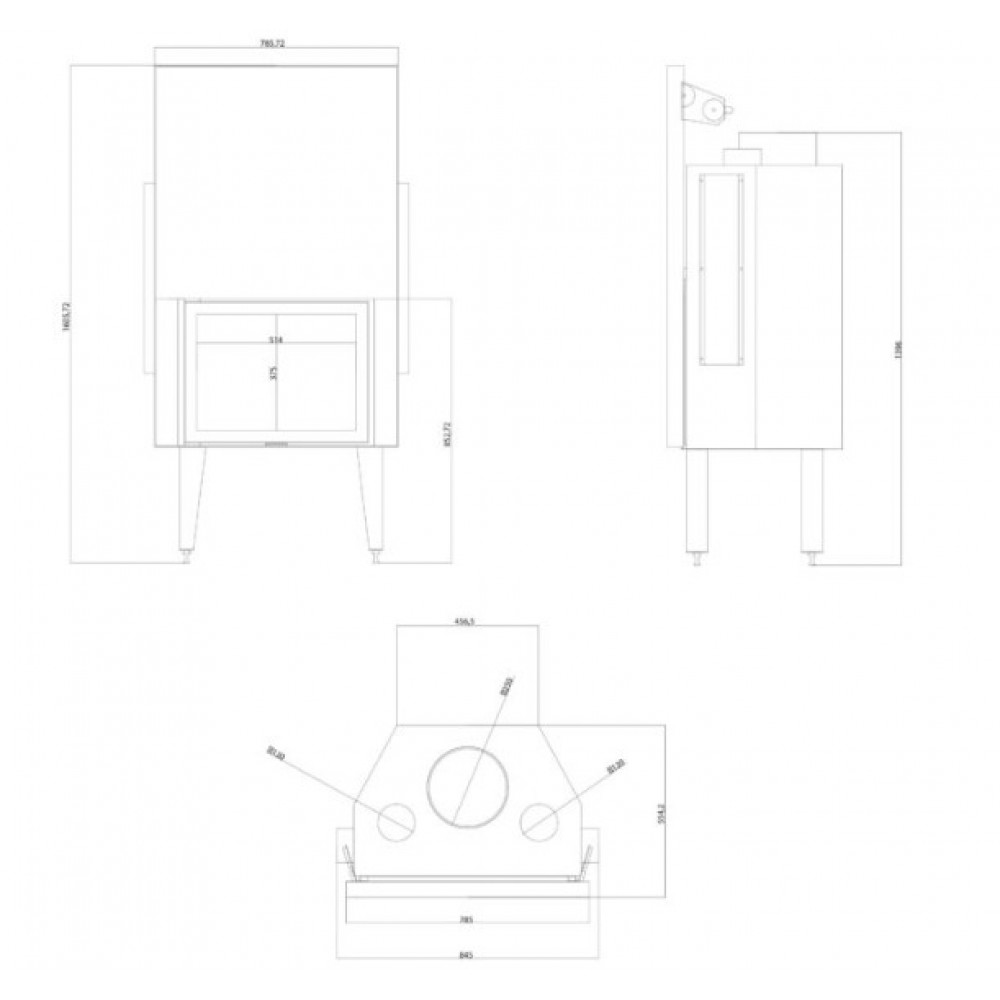 Kandalló Balkan Energy ATS STRAIGHT AIR 700, légcsatornákkal, 14.89kW | Modern kandalló | Kandalló |