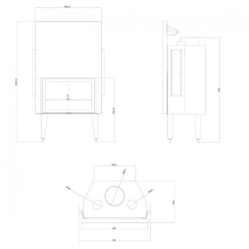 Kandalló Balkan Energy ATS STRAIGHT AIR 800, légcsatornákkal, 15.95kW | Modern kandalló | Kandalló |