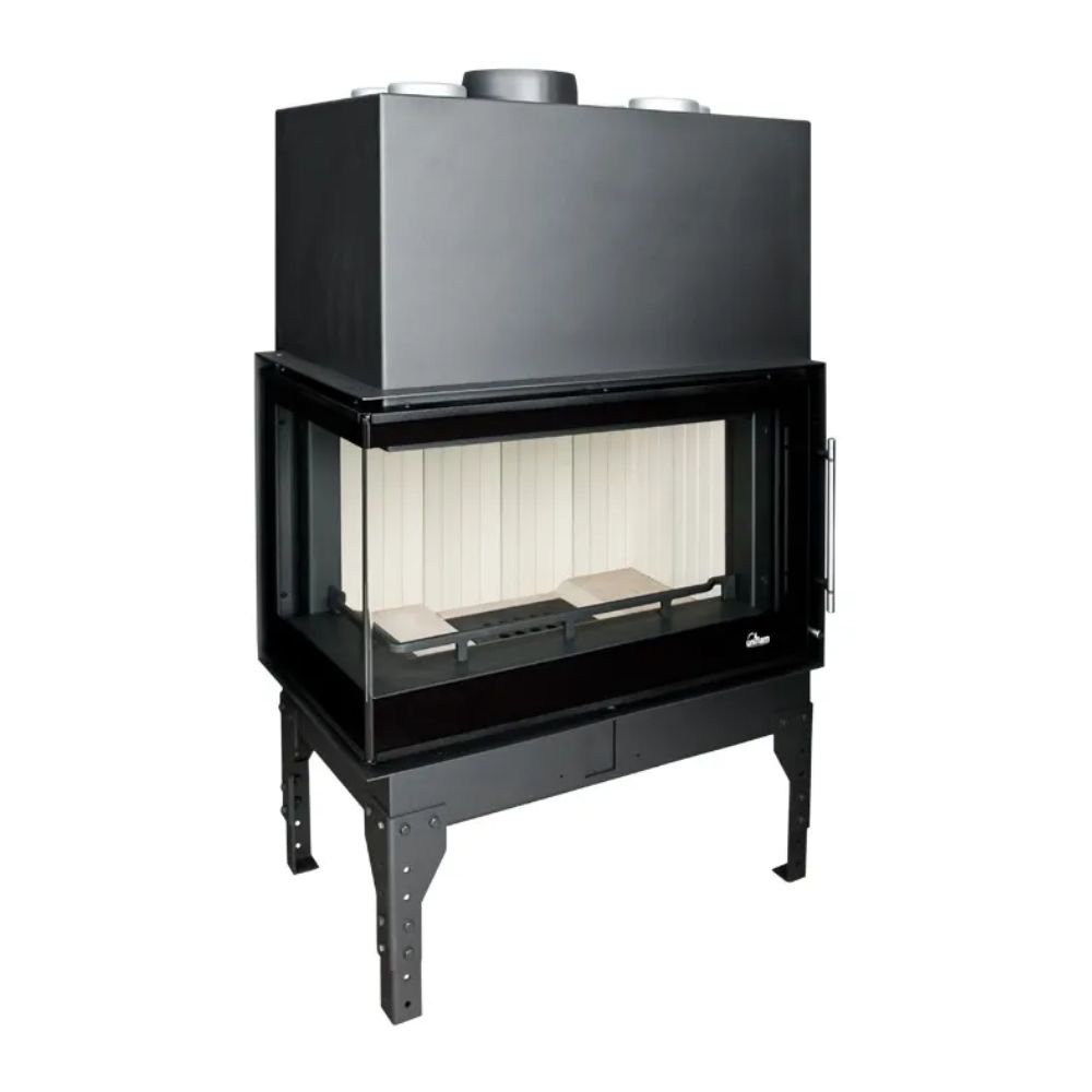 Kandalló UNIFLAM 760 EVO PBS légcsatornákkal és levegőellátással, ívelt üveg, bal oldali, 10 kW | Modern kandalló | Kandalló |