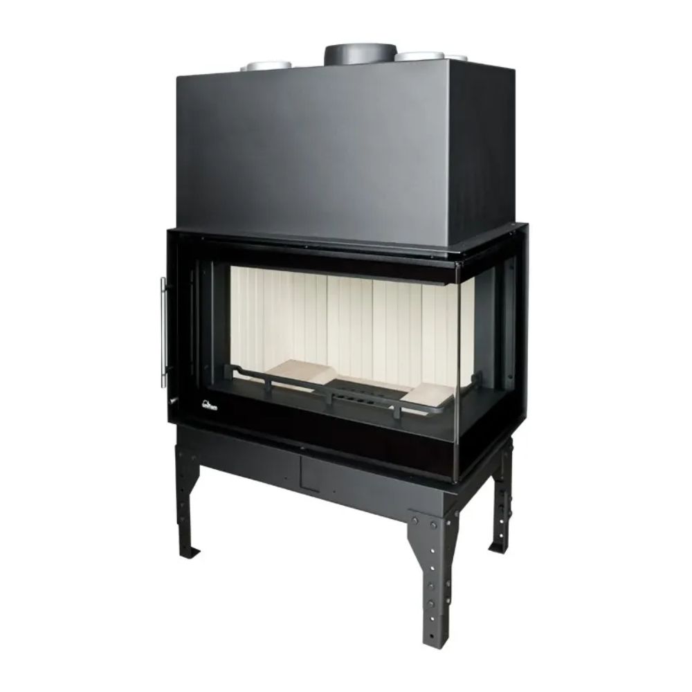 Wood Burning Fireplace UNIFLAM 760 EVO PBS with air ducts and air supply, bent glass, right side, 10kW |  |  |