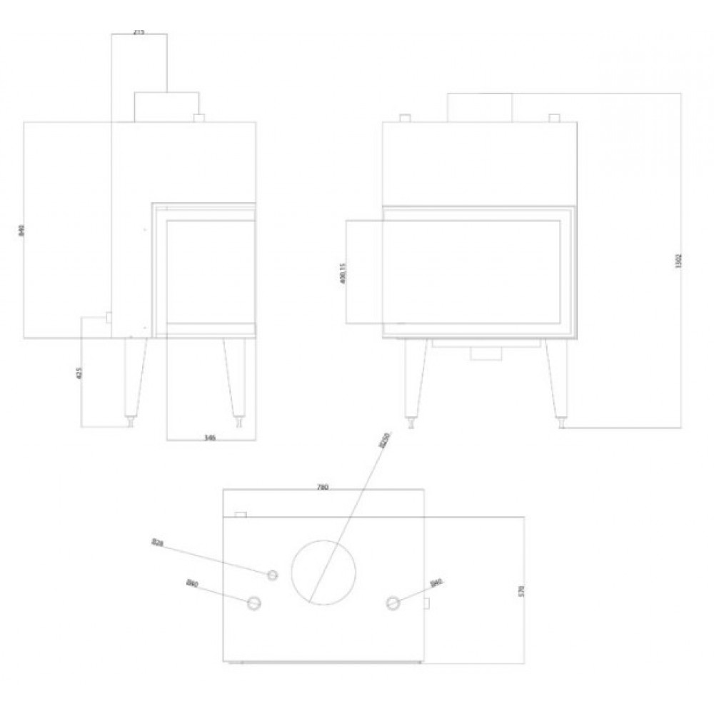 Vízteres kandallóbetét Balkan Energy ATS STABLE HYDRO CORNER 700, jobbra, 19.56kW | Vízteres kandallóbetét | Kandalló |