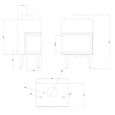 Vízteres kandallóbetét Balkan Energy ATS STABLE HYDRO CORNER 700, balra, 19.56kW - Vízteres kandallóbetét