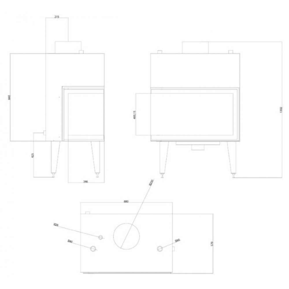 Vízteres kandallóbetét Balkan Energy ATS STABLE HYDRO CORNER 800, jobbra, 24.58kW | Vízteres kandallóbetét | Kandalló |