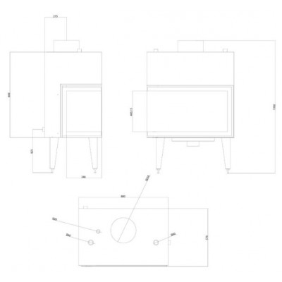 Vízteres kandallóbetét Balkan Energy ATS STABLE HYDRO CORNER 800, balra, 24.58kW - Vízteres kandallóbetét