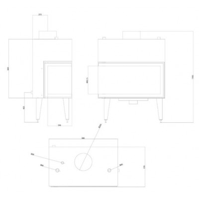 Vízteres kandallóbetét Balkan Energy ATS STABLE HYDRO CORNER 900, balra, 27.23kW - Vízteres kandallóbetét