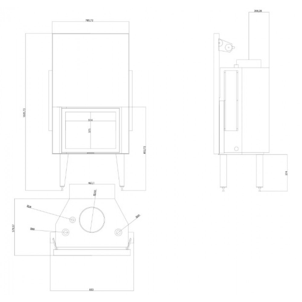 Vízteres kandallóbetét Balkan Energy ATS STRAIGHT HYDRO 700, 24.56kW | Vízteres kandallóbetét | Kandalló |