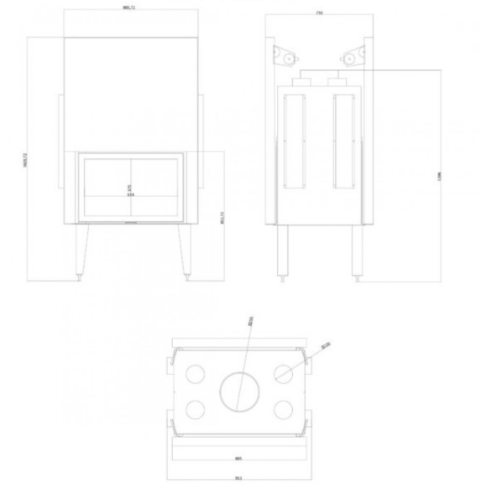 Kandalló Balkan Energy ATS TUNNEL AIR 800, légcsatornákkal, 16.1kW | Modern kandalló | Kandalló |