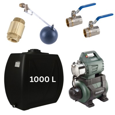 Kit „Ivóvíz 1000L“ víztartállyal Narrow Mavil (fekete) és hidrofor szivattyúval Metabo - Ivóvíz tartályok