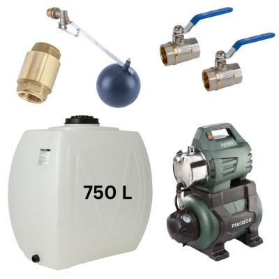 Kit „Ivóvíz 750L“ víztartállyal Narrow Mavil (fehér) és hidrofor szivattyúval Metabo - Ivóvíz tartályok