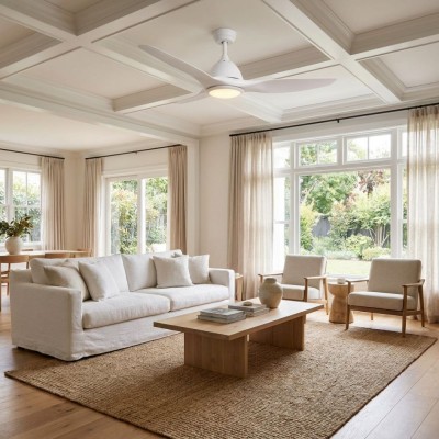 Mennyezeti ventilátor LED világítással és távirányítóval Balkan Energy FANKVWH20G, Ф132, DC40W - Ventilátorok
