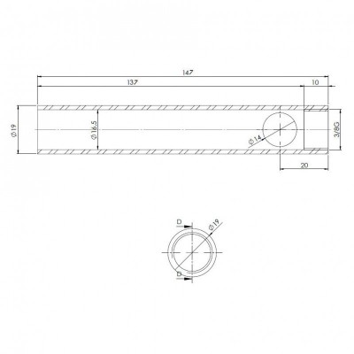 Cső pellet kályha gyújtóhoz, átmérő 19 mm, hossz 147 mm, menet 3/8" - Pellet kályha gyújtók / ellenállások
