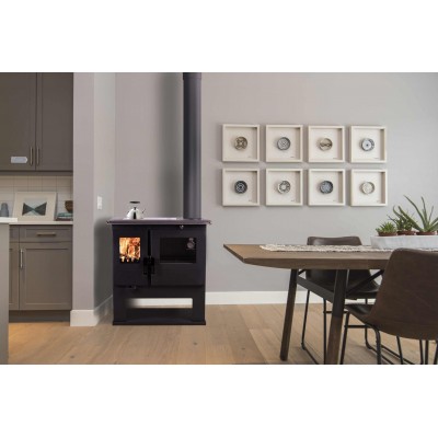 Fatüzelésű tűzhely Verso CS Inox Ceramic Jobb rozsdamentes acél sütővel és kerámia főzőlappal, 7.7kW - Verso