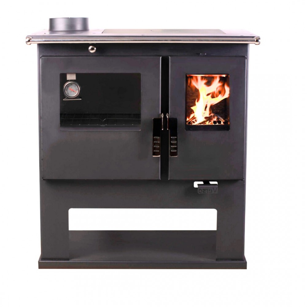 Fatüzelésű tűzhely Verso CS Inox rozsdamentes acél sütővel, Bal, 7.7kW | Sütős kandalló | Kályha |