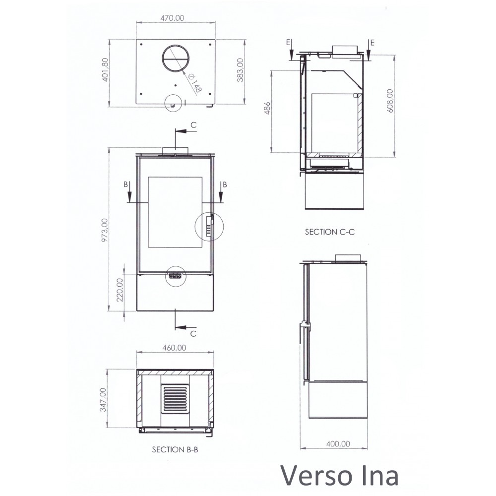 Kályha Verso Ina, 7.5kW | Levegős kályhák | Kályhák |