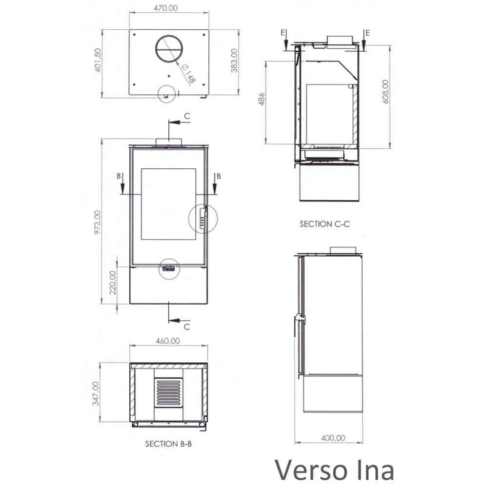 Kályha Verso Ina, 7.5kW | Levegős kályhák | Kályhák |