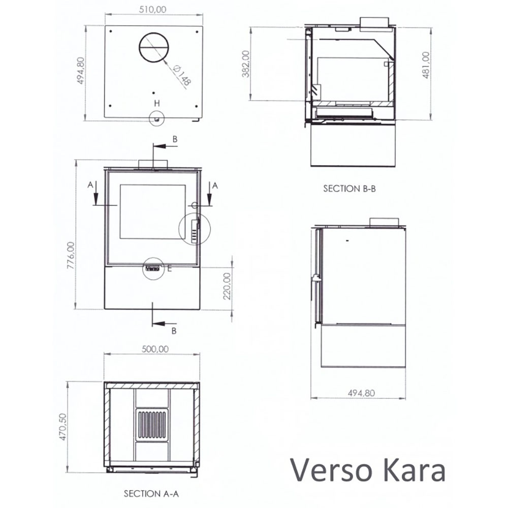 Kályha Verso Kara, 7.5kW | Fatüzelésű kályha | Kályha |