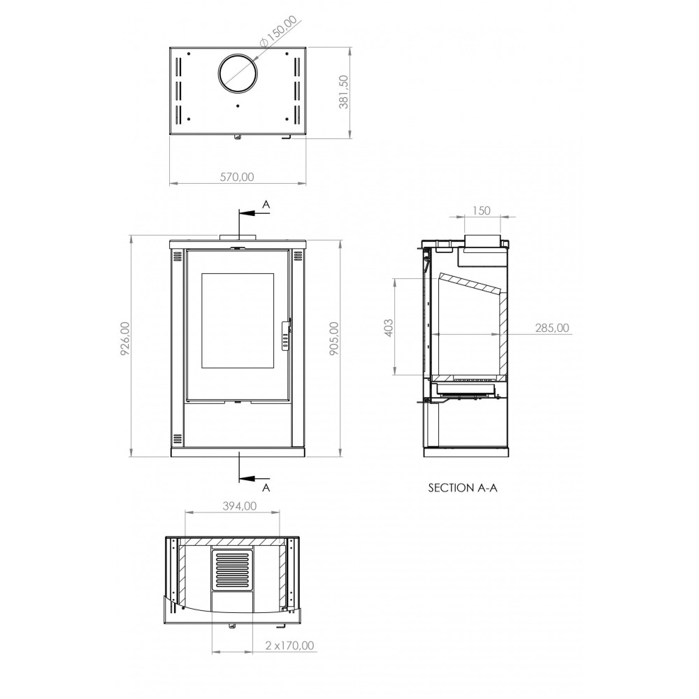 Kályha Verso Lheia, 7.5 kW | Levegős kályhák | Kályhák |
