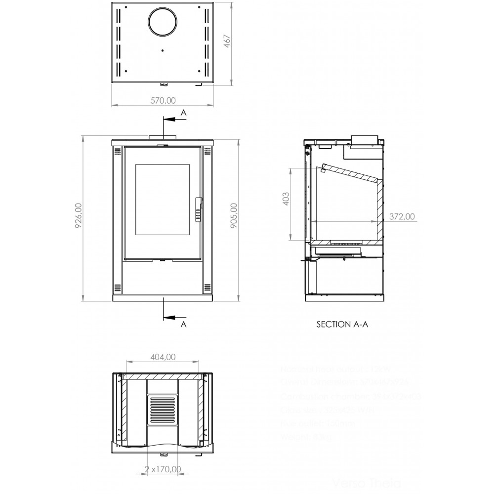 Kályha Verso Theia, Ivory, 9kW | Levegős kályhák | Kályhák |