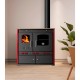 Fatüzelésű tűzhely Prometey Perfect Eco Lux jobb égéstermékkel, bordó, 7.5kW |  |  |