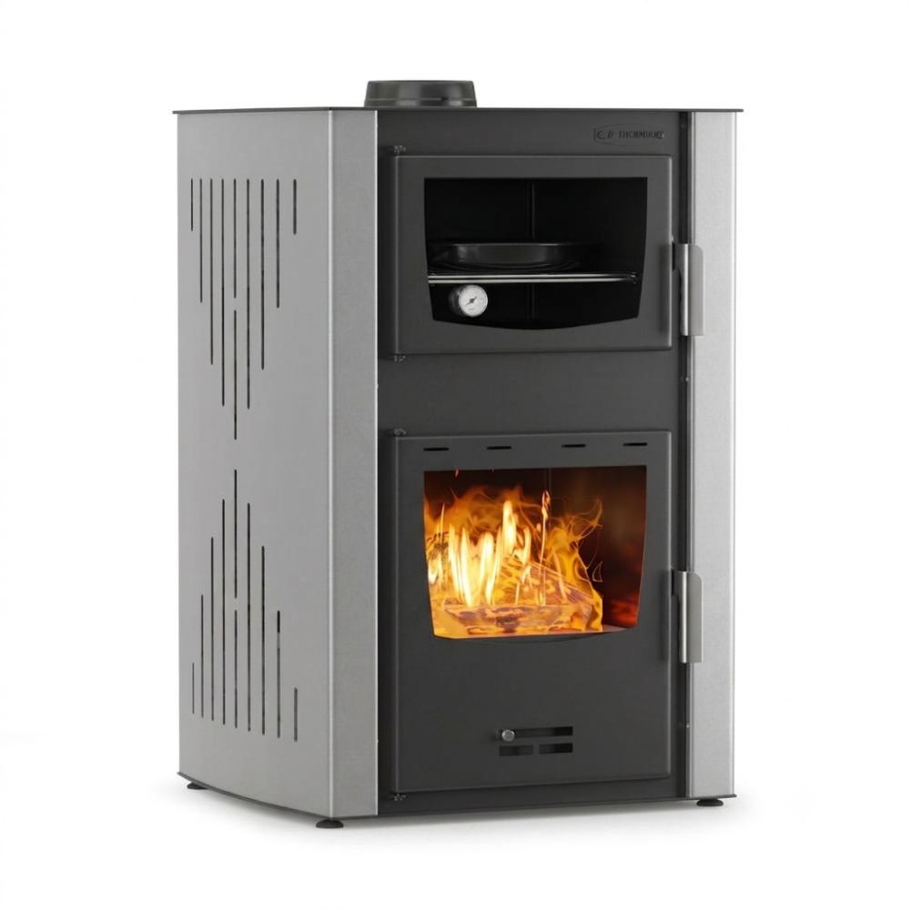 Vízteres kandallókályha, sütővel Velmora Fire ATS HYDRO ΜΑSΙΝΑ 90-25 szürke, 25kW | Vízteres kandallókályha | Kályha |