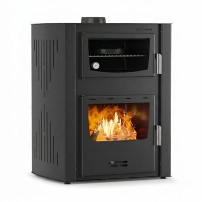 Vízteres kandallókályha, sütővel Velmora Fire ATS HYDRO ΜΑSΙΝΑ 90-30 fekete, 35kW - Kályha