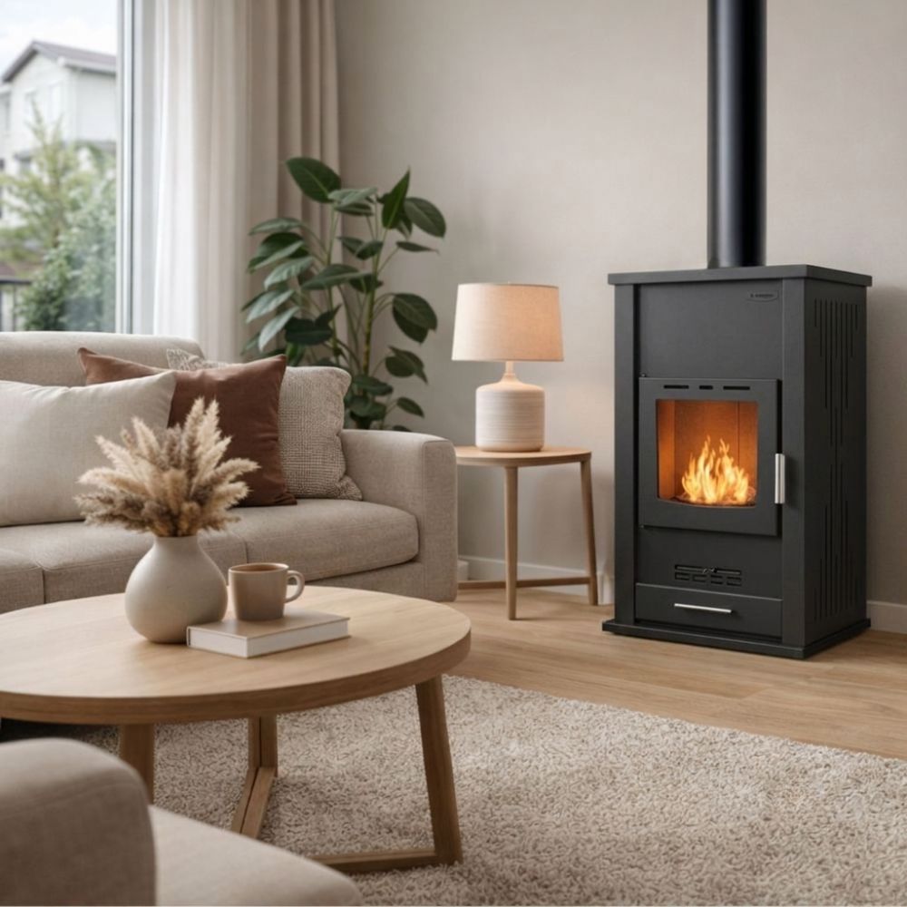 Vízteres kandallókályha Velmora Fire ATS HYDRO fekete, 33kW | Fatüzelésű kályha | Kályha |