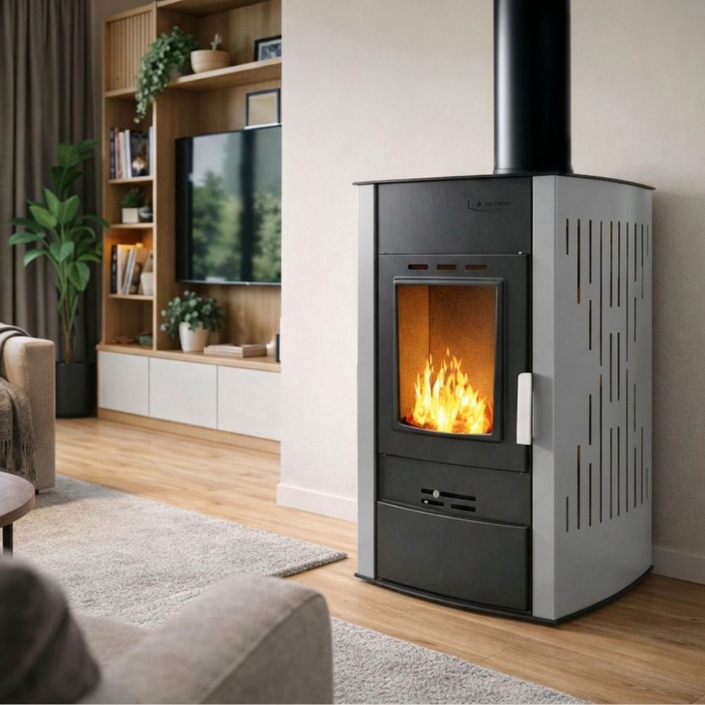 Vízteres kandallókályha Velmora Fire ATS HYDRO szürke, 25kW | Fatüzelésű kályha | Kályha |