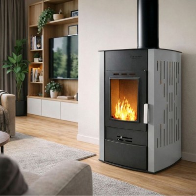 Vízteres kandallókályha Velmora Fire ATS HYDRO szürke, 25kW - Kályha