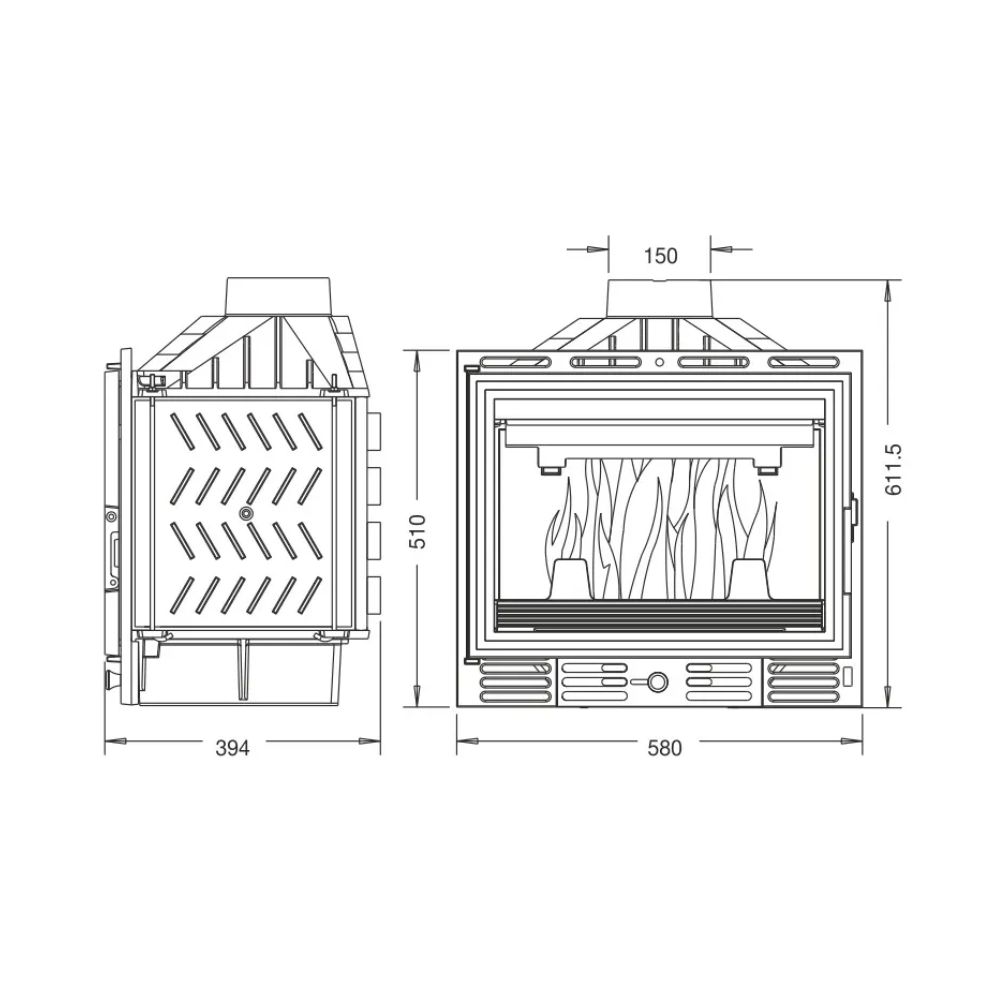 Kandalló UNIFLAM 600 ECO fojtószeleppel, 8 kW | Öntöttvas kandallók | Kandalló |