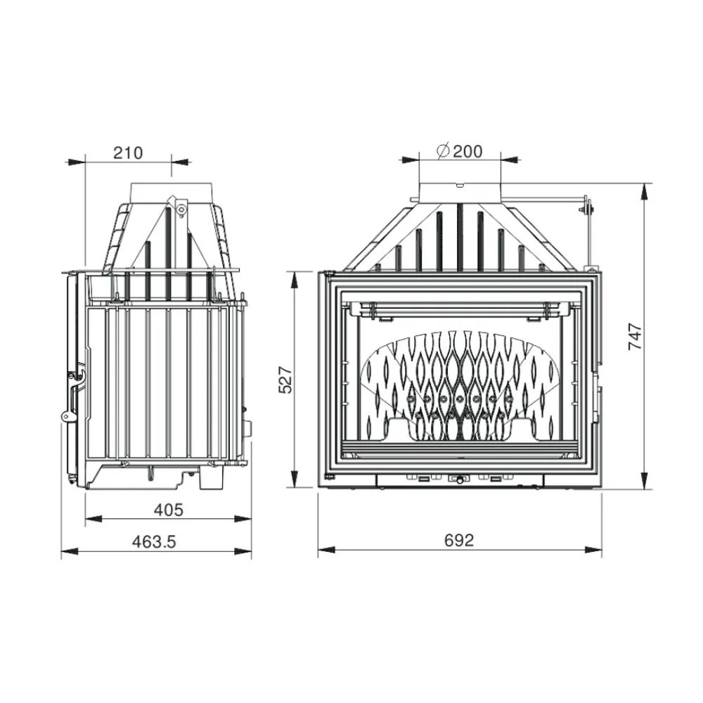 Kandalló UNIFLAM 700 LUX ECO fojtószeleppel, 12 kW | Öntöttvas kandallók | Kandalló |