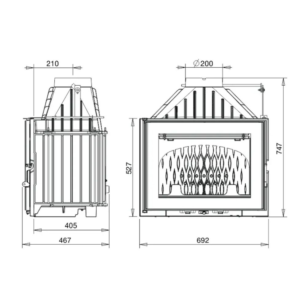 Kandalló UNIFLAM 700 PLUS ECO fojtószeleppel, 12 kW | Öntöttvas kandallók | Kandalló |