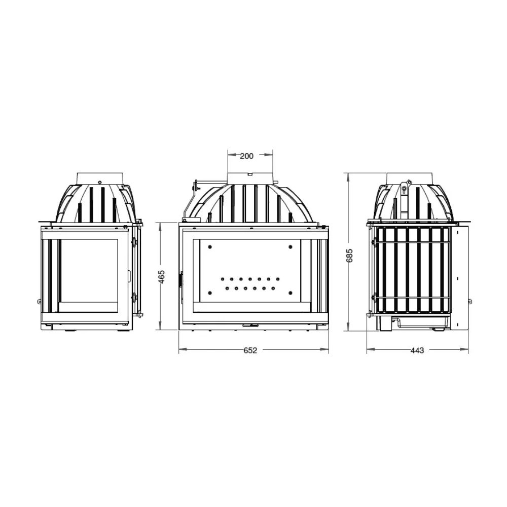 Kandalló UNIFLAM 700 PLUS ECO fojtószeleppel, jobb oldali, 9 kW | Öntöttvas kandallók | Kandalló |