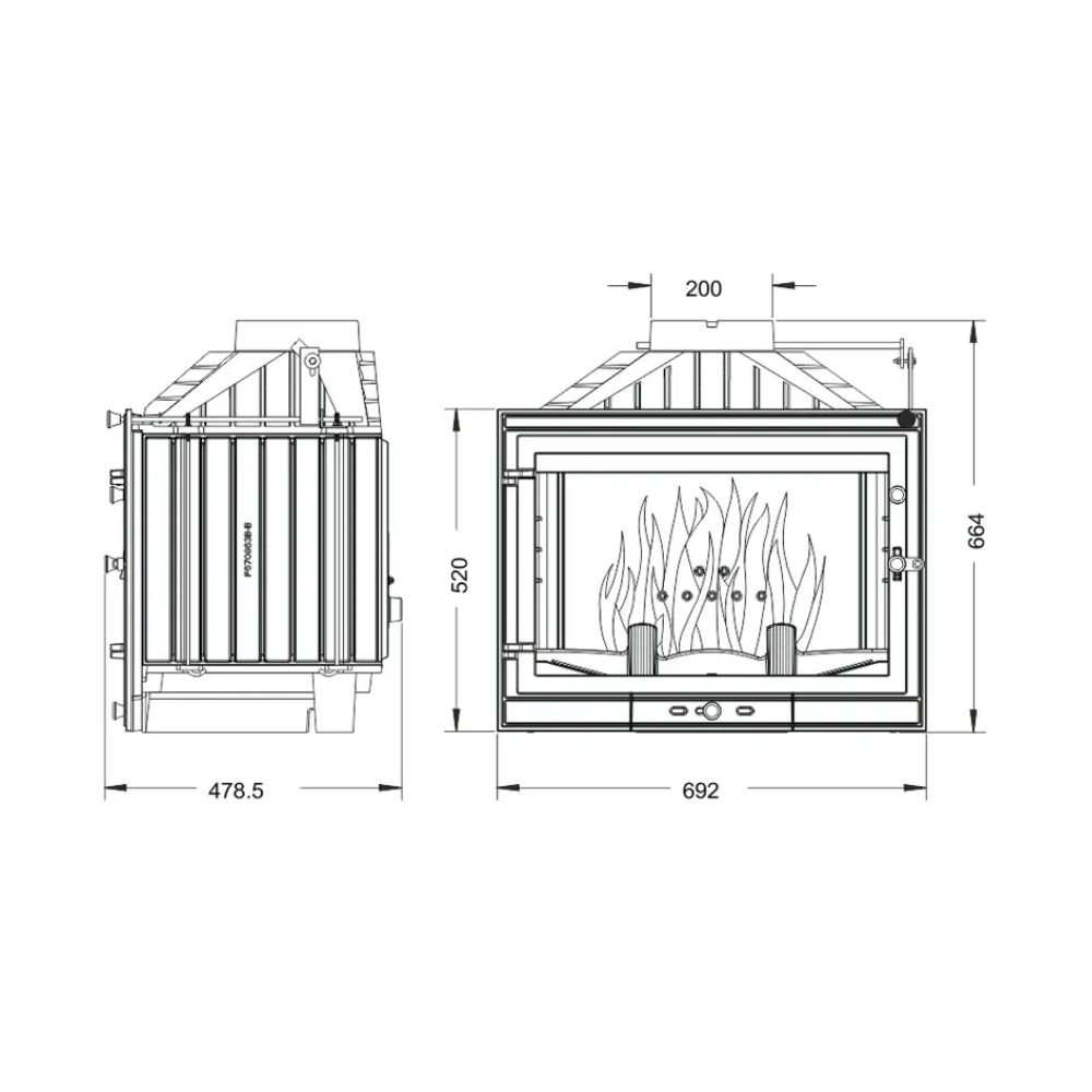 Kandalló UNIFLAM 700 STANDARD ECO fojtószeleppel és légellátással, 10 kW | Öntöttvas kandallók | Kandalló |