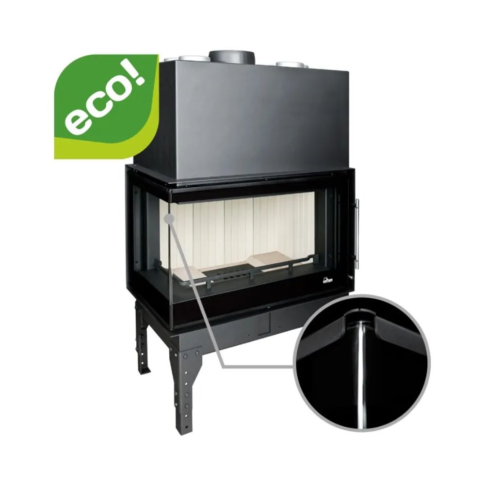 Kandalló UNIFLAM 760 EVO PBS légcsatornákkal és levegőellátással, ívelt üveg, bal oldali, 10 kW | Modern kandalló | Kandalló |