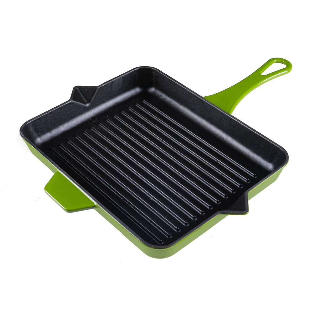 Zománcozott öntöttvas grill serpenyő Hosse, Bamboo, 26x32cm | Öntöttvas grill serpenyő | Öntöttvas serpenyő |