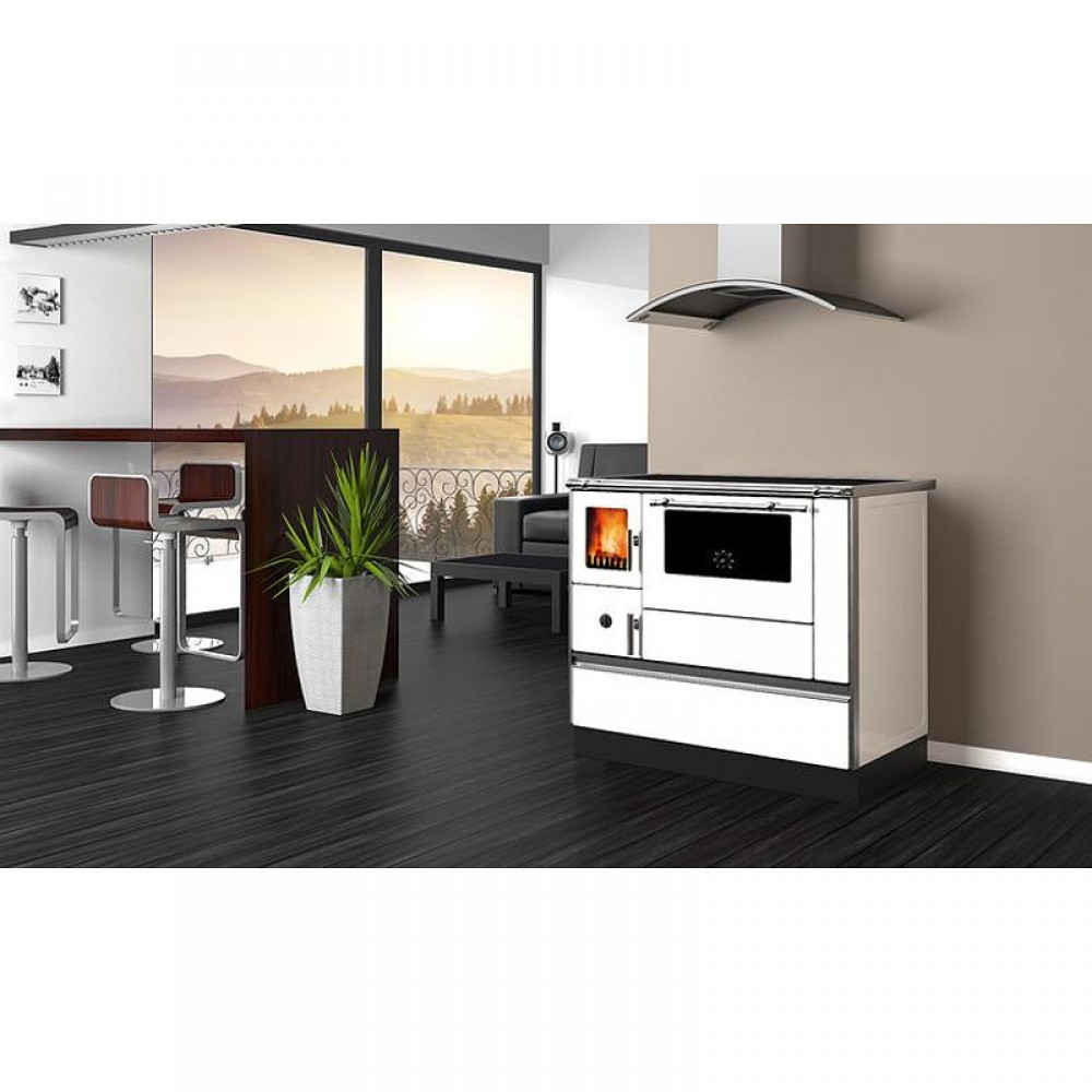 Fatüzelésű tűzhely Alfa Plam Dominant 90H, fehér, 6.4kW | Fatüzelésű tűzhelyek | Fatüzelésű |